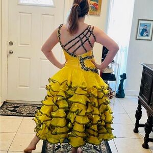 Yellow & Black Ruffled Solo Dance or Party Costume